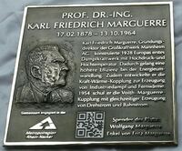 Bronzetafel mit Portrait &quot;Prof. Marguerre&quot;, Kurpf&auml;lzer Meile der Innovationen e.V.